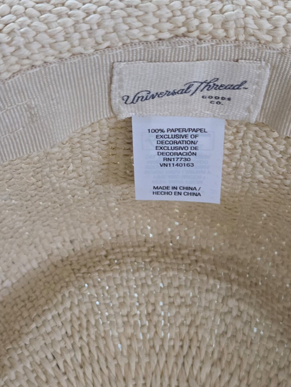 Universal Thread Wide-Brim Straw Sun Hat Tan Resortwear Boutique Beach Travel - Picture 8 of 8